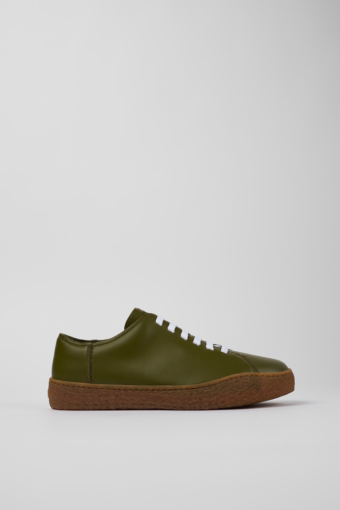 Image of Side view of Peu Terreno Green Leather Sneaker for Men