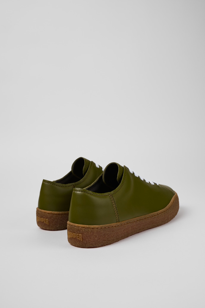 Back view of Peu Terreno Green Leather Sneaker for Men