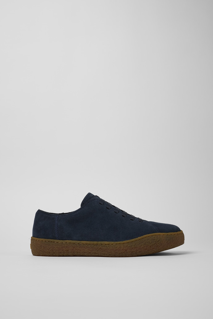 Side view of Peu Terreno Blue Nubuck Shoes for Men.