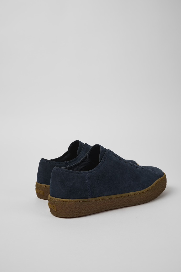 Back view of Peu Terreno Blue Nubuck Shoes for Men.