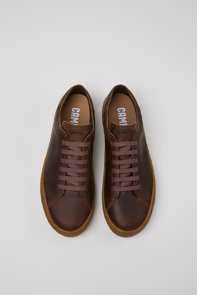 Overhead view of Peu Terreno Brown nubuck shoes for men