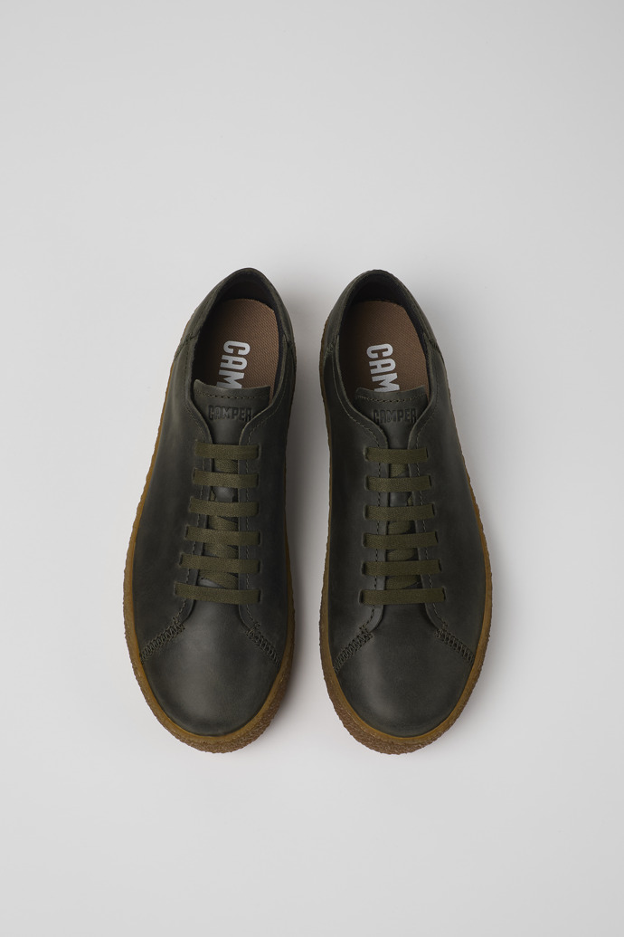 Overhead view of Peu Terreno Green nubuck shoes for men