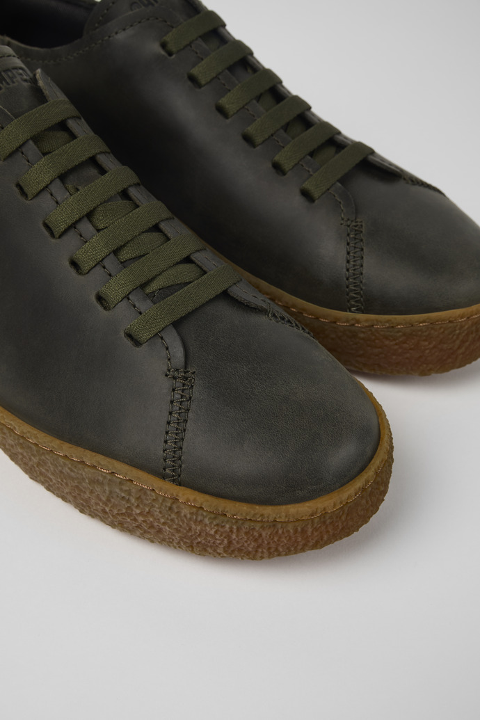 Close-up view of Peu Terreno Green nubuck shoes for men