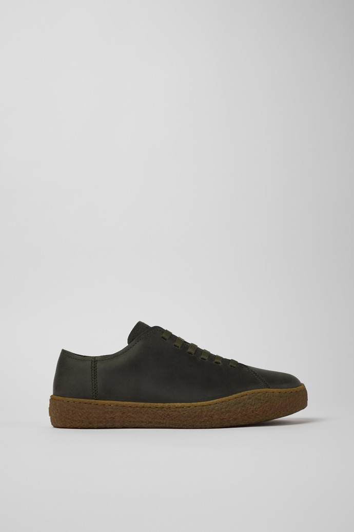 Side view of Peu Terreno Green nubuck shoes for men