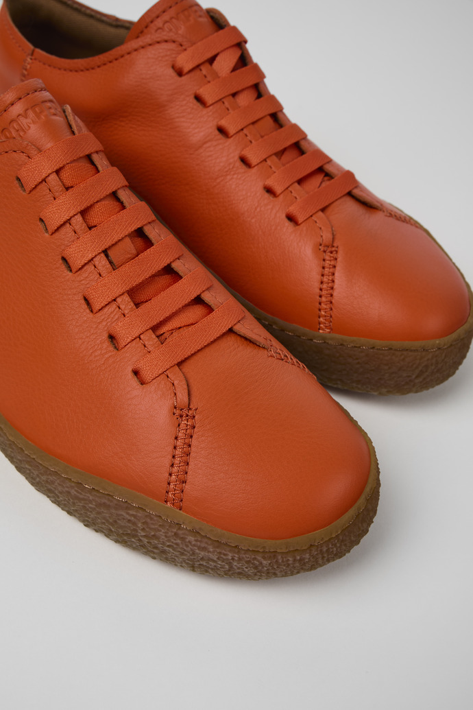 Close-up view of Peu Terreno Orange leather shoes for men