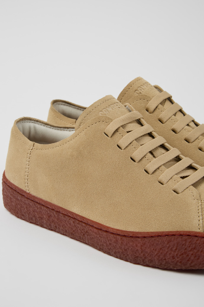 Close-up view of Peu Terreno Beige Nubuck Shoes for Men.