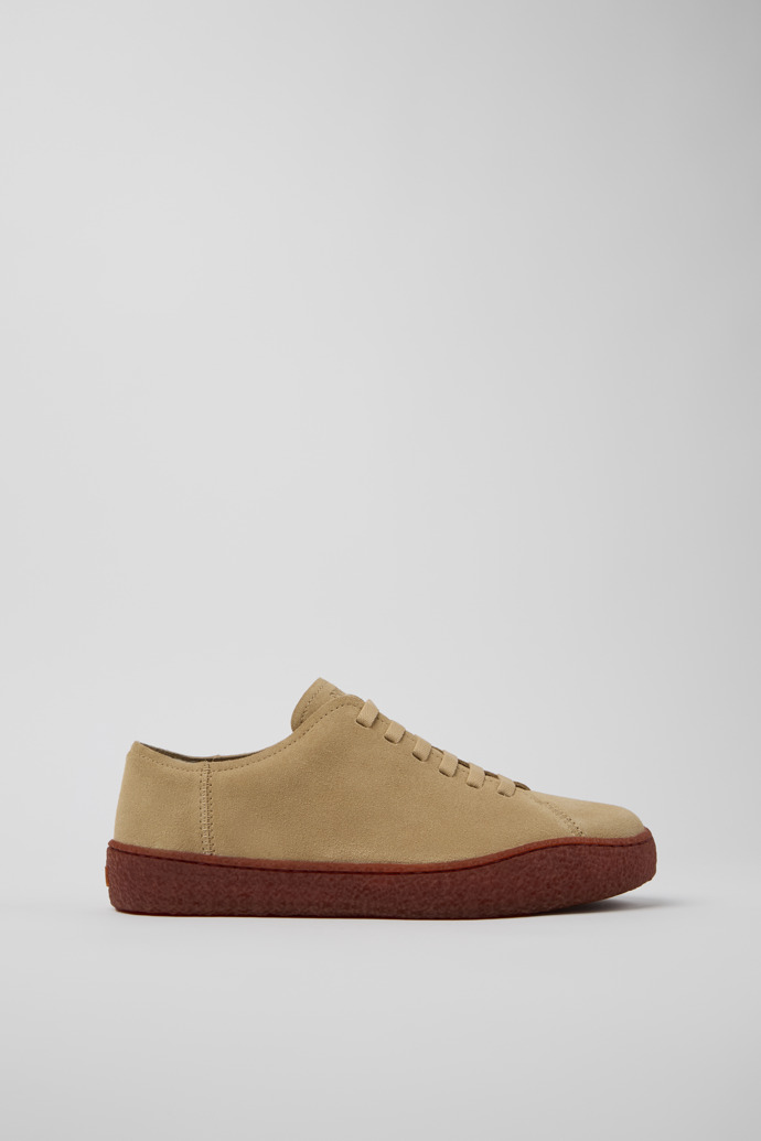 Peu Terreno Beige Nubuck Shoes for Men. modelin yandan görünümü