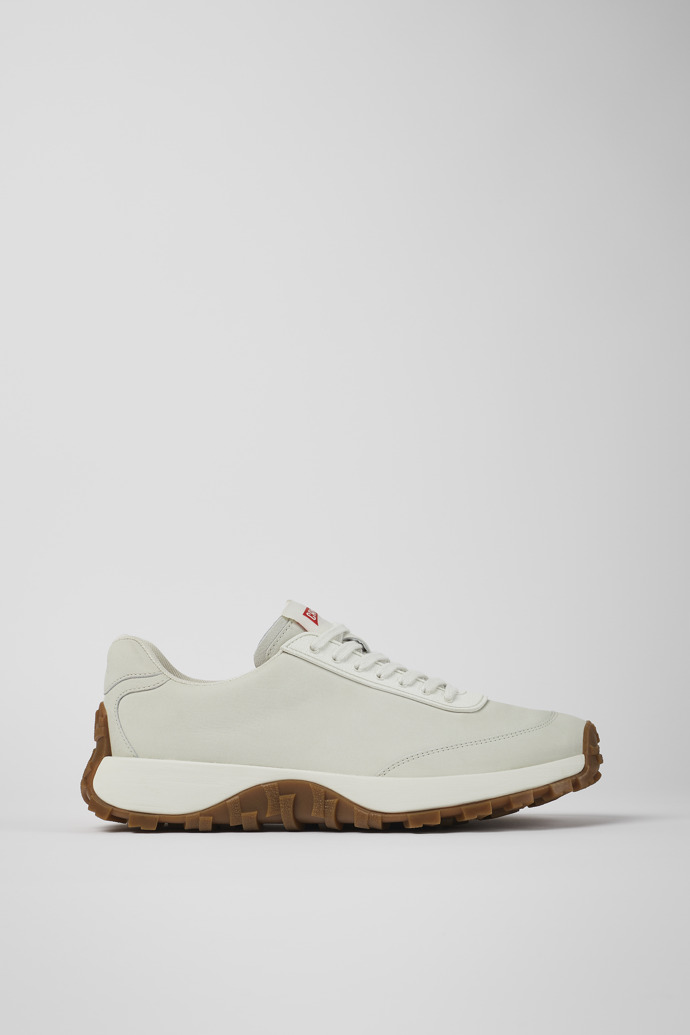 Image of Side view of Drift Trail VIBRAM White non-dyed leather sneakers for men
