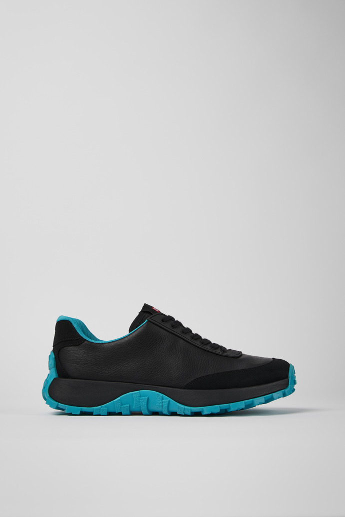 Side view of Drift Trail VIBRAM Black leather and nubuck sneakers for men