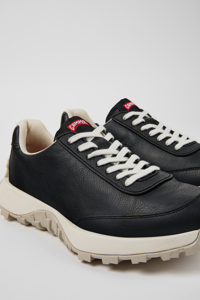Close-up view of Drift Trail VIBRAM Black Leather/Textile Sneaker for Men