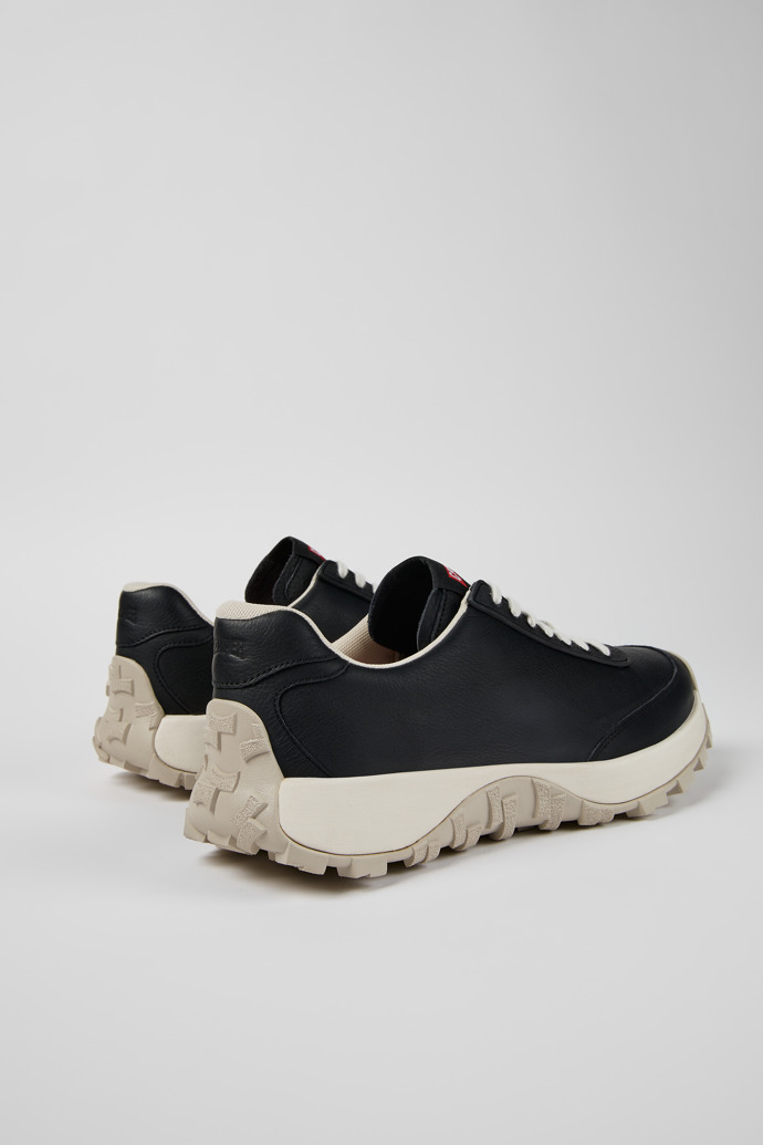 Back view of Drift Trail VIBRAM Black Leather/Textile Sneaker for Men
