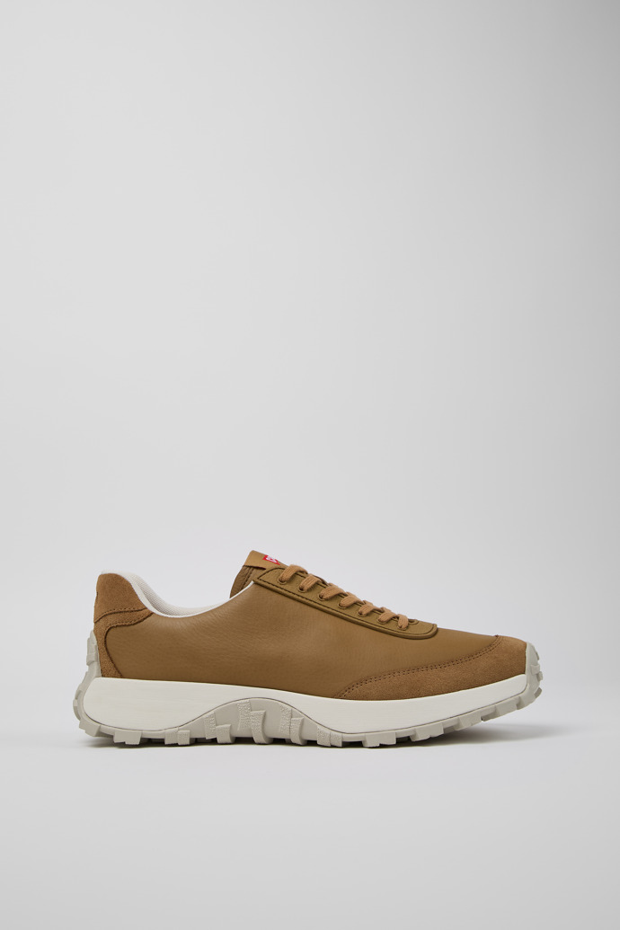 Side view of Drift Trail VIBRAM Brown leather and nubuck sneakers for men