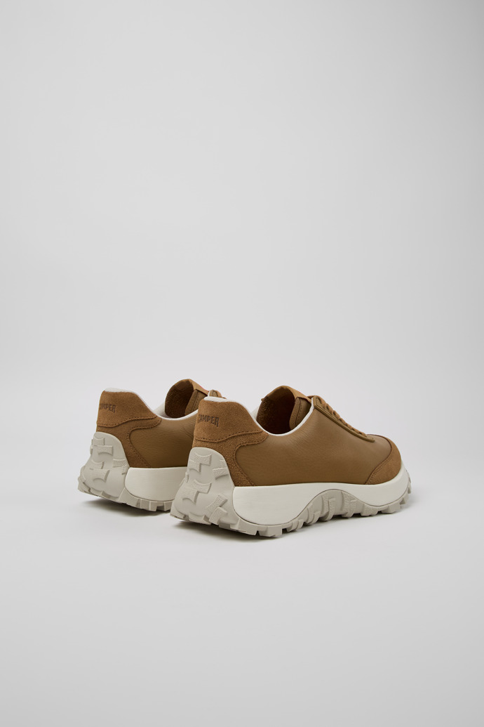 Back view of Drift Trail VIBRAM Brown leather and nubuck sneakers for men