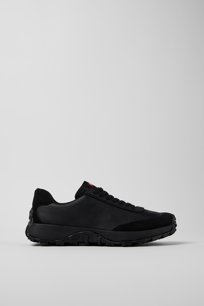 Side view of Drift Trail VIBRAM Black textile and nubuck sneakers for men