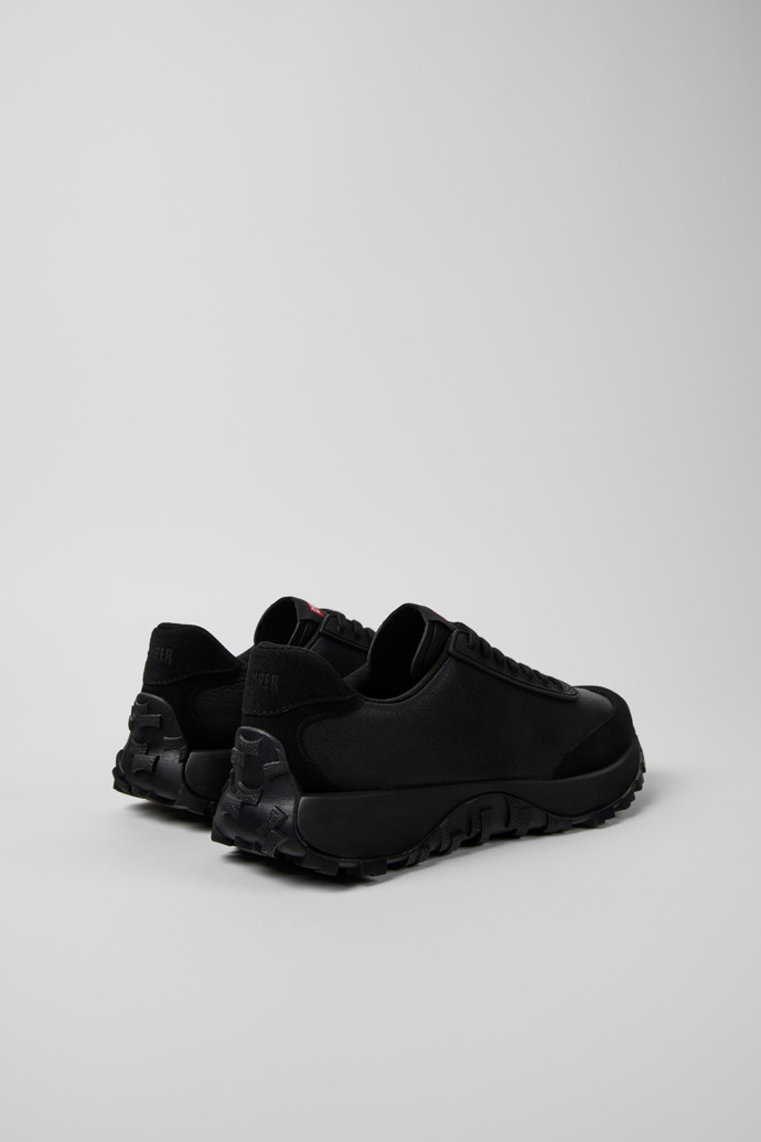 Back view of Drift Trail VIBRAM Black textile and nubuck sneakers for men