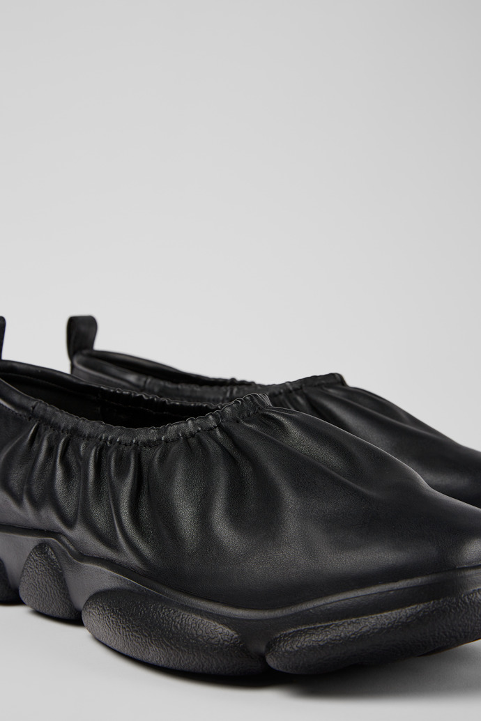 Close-up view of Karst Black leather ballerinas for men