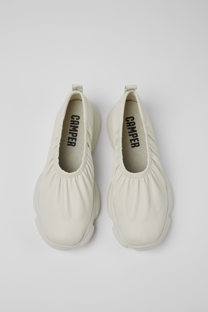 Overhead view of Karst White leather ballerinas for men