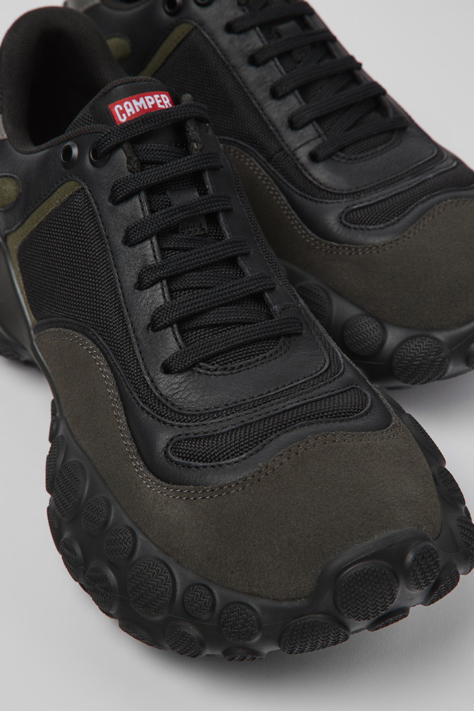 Close-up view of Pelotas Mars Black textile and nubuck sneakers for men