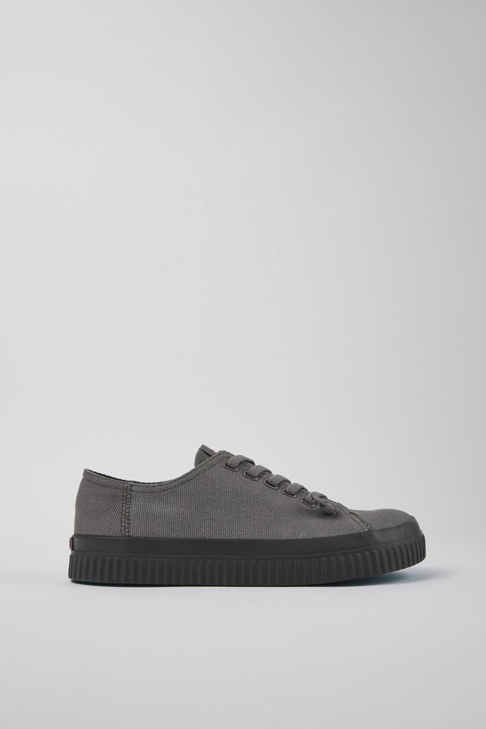 Side view of Peu Roda Gray recycled cotton sneakers for men