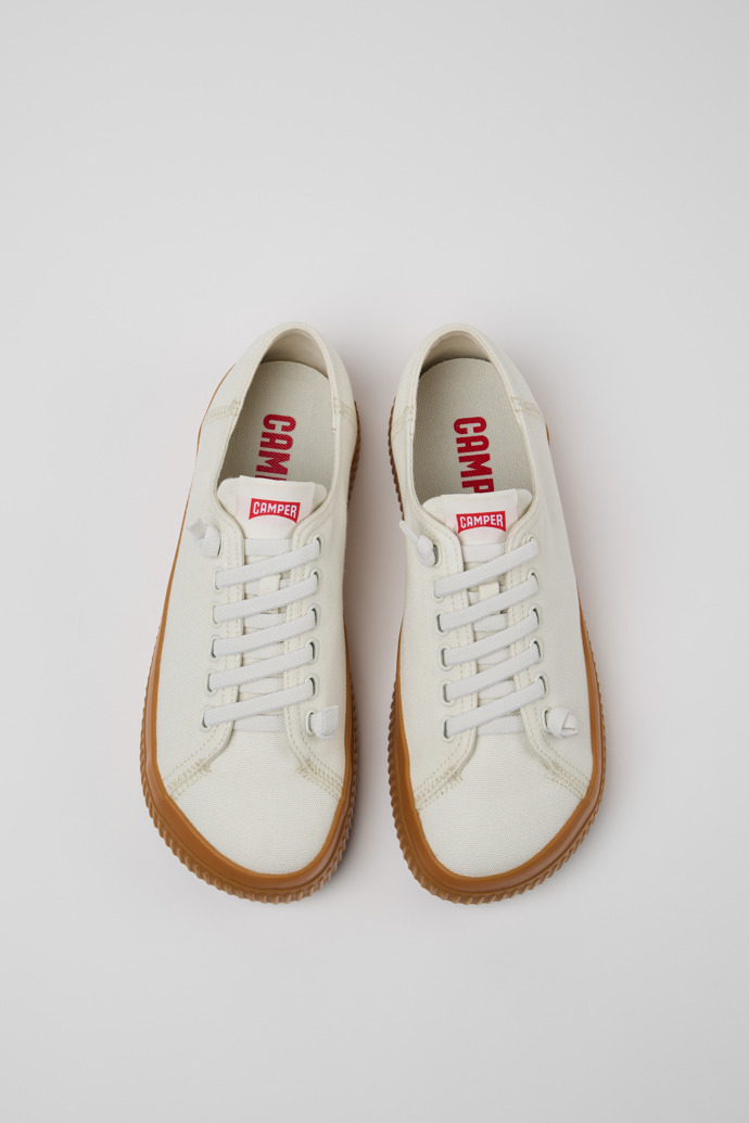 Overhead view of Peu Roda White TENCEL™ Lyocell Men's Sneakers.