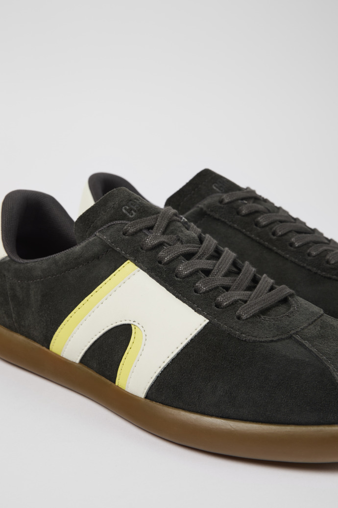 Close-up view of Pelotas Soller Dark Gray Nubuck/Leather Sneaker for Men