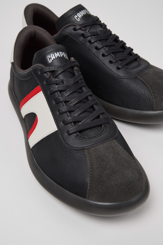 Close-up view of Pelotas Soller Multicolor Leather and Nubuck Sneakers for Men.
