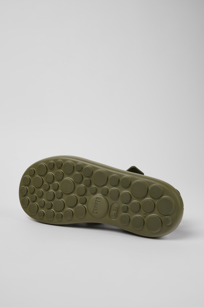 The soles of Pelotas Flota Green Leather Sandal for Men