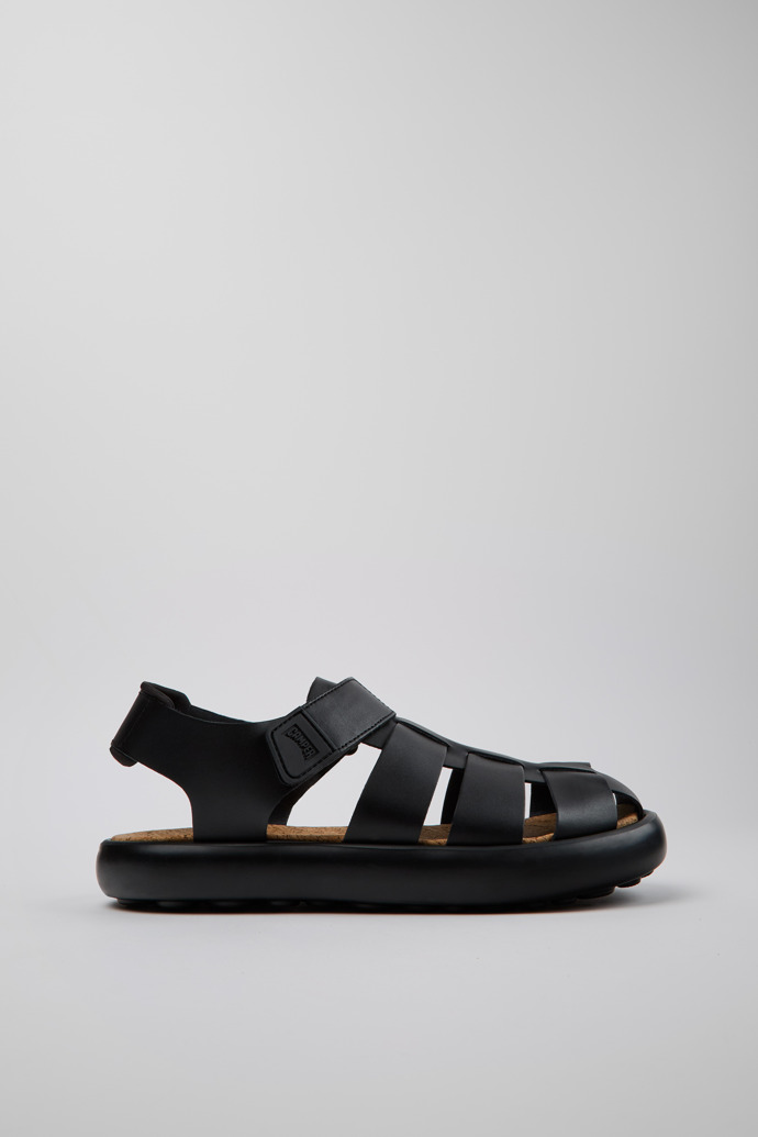 Side view of Pelotas Flota Black Leather Sandals for Men.