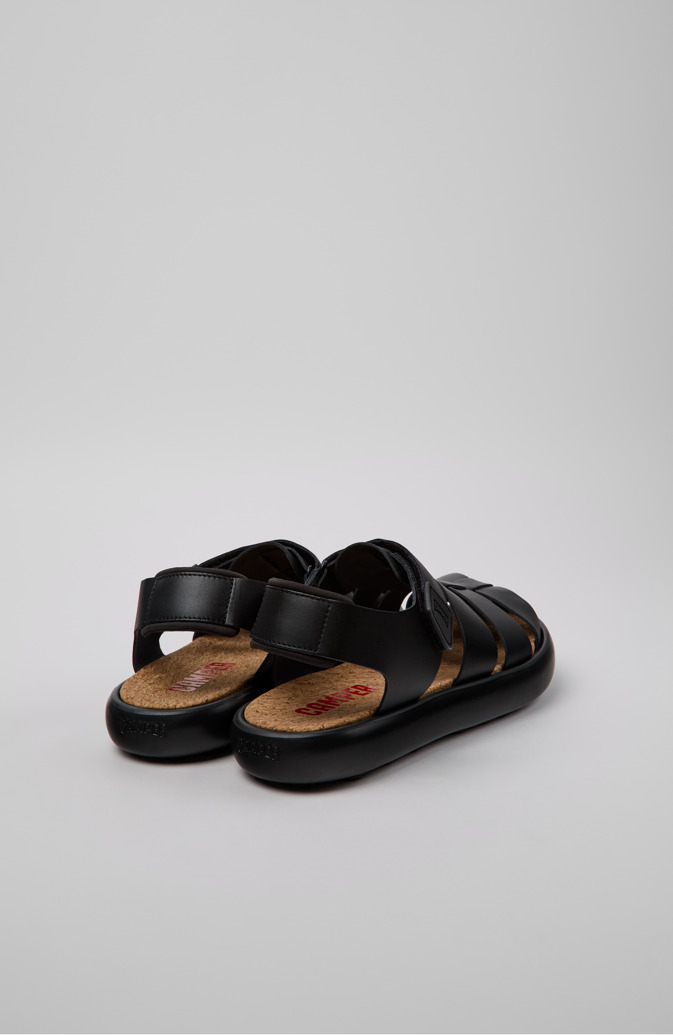 Back view of Pelotas Flota Black Leather Sandals for Men.