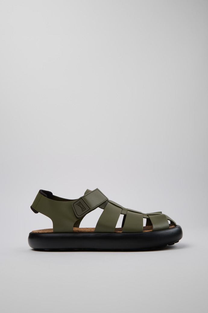 Side view of Pelotas Flota Green Leather Men's Sandals.