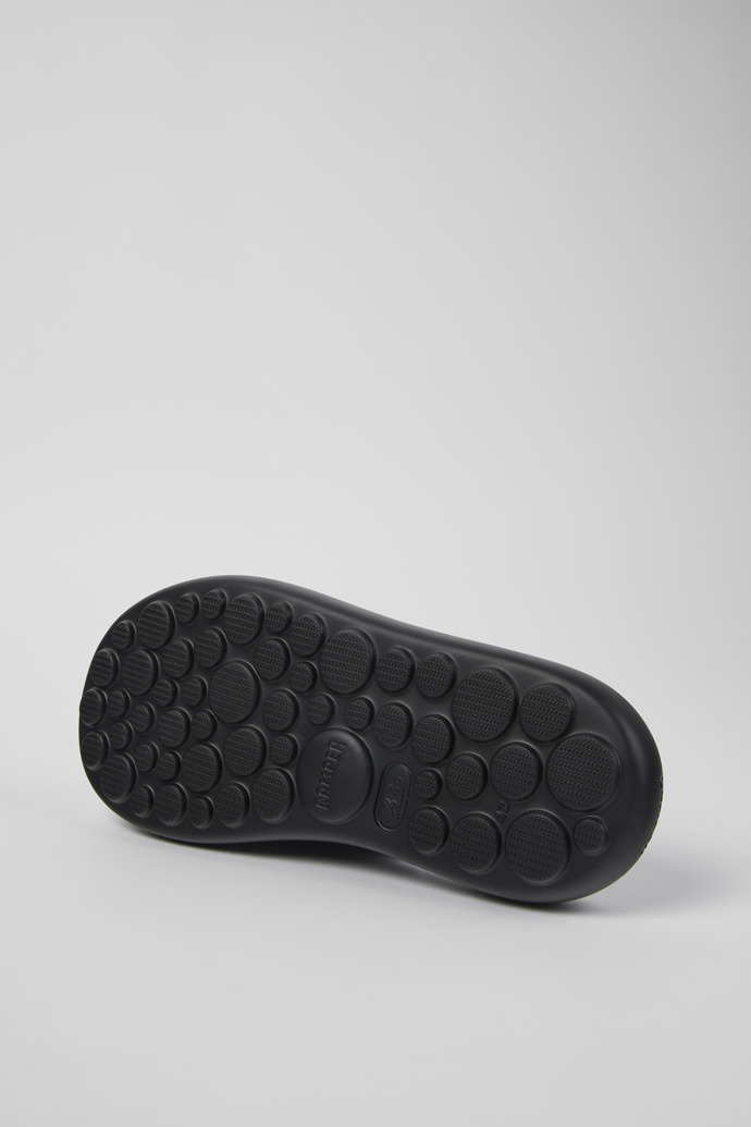 The soles of Twins Black Leather/Textile Slide for Men