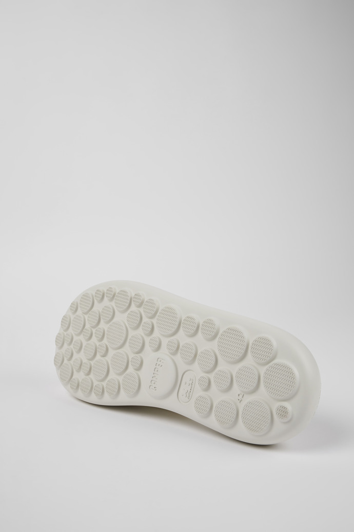 The soles of Twins White Leather/Textile Slide for Men