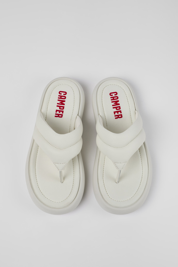 Overhead view of Pelotas Flota White Leather Flip-Flop for Men