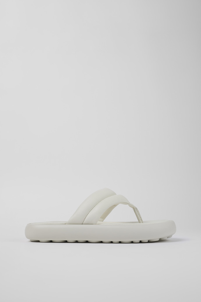 Side view of Pelotas Flota White Leather Flip-Flop for Men
