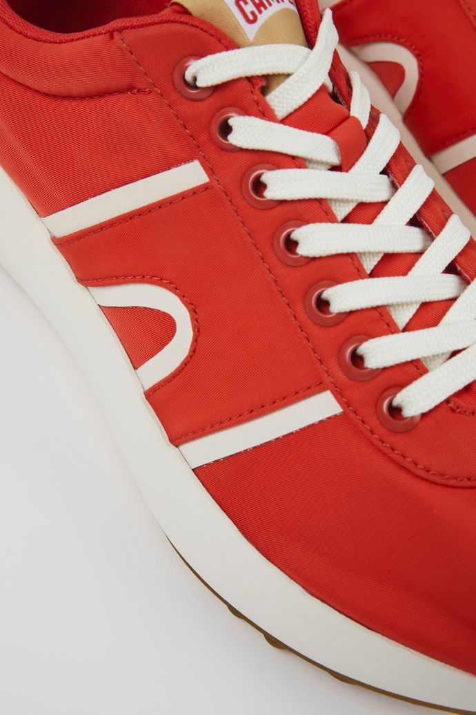 Close-up view of Pelotas Athens Red Textile Sneaker for Men