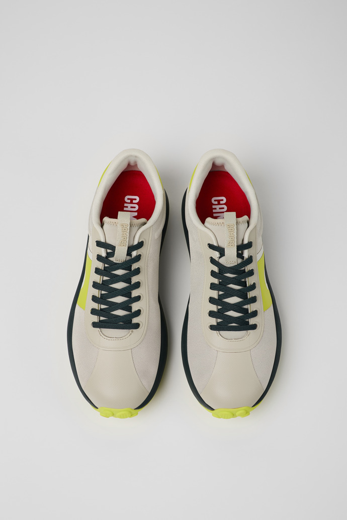 Overhead view of Pelotas Athens Gray-yellow Textile Sneaker for Men