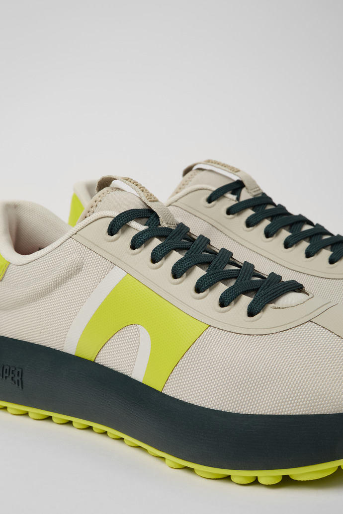 Close-up view of Pelotas Athens Gray-yellow Textile Sneaker for Men