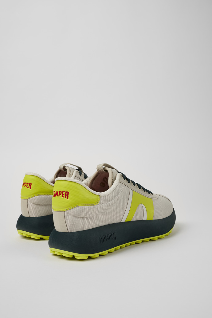 Back view of Pelotas Athens Gray-yellow Textile Sneaker for Men