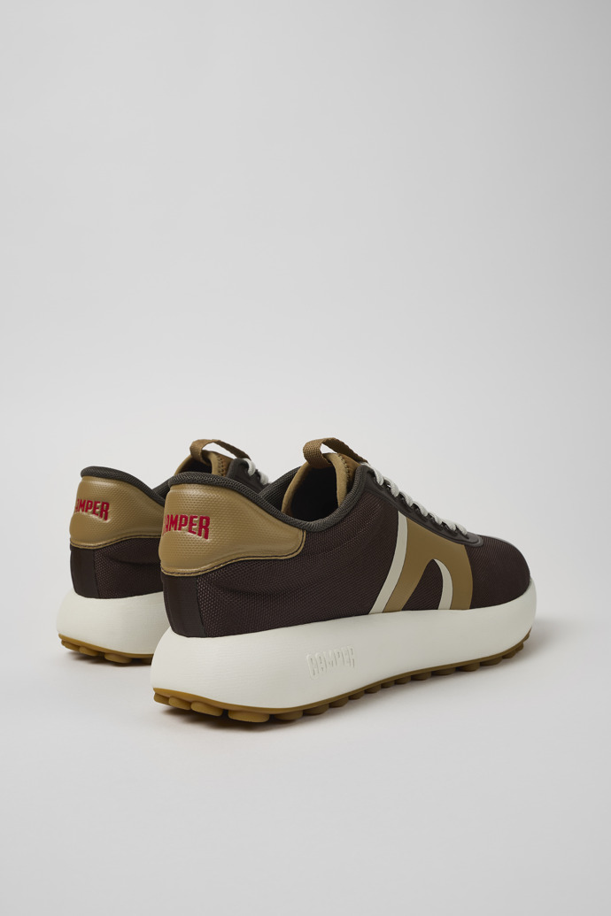 Back view of Pelotas Athens Brown Textile Sneaker for Men