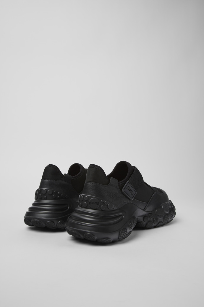 Back view of Pelotas Mars Black Textile/Leather Sneaker for Men