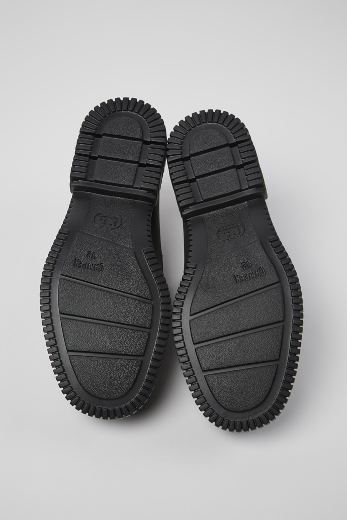 The soles of Pix Black Leather Moccasin for Men