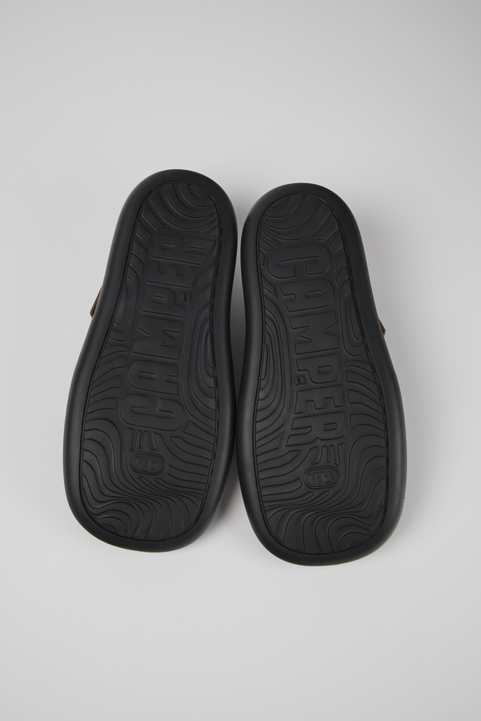 The soles of Aqua Black Leather Ballerina for Men