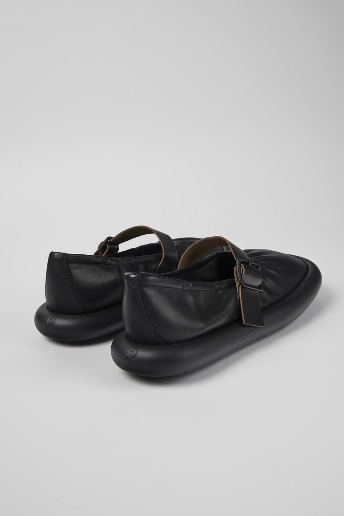 Back view of Aqua Black Leather Ballerina for Men