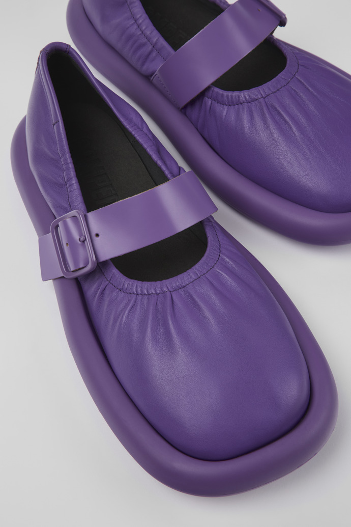 Close-up view of Aqua Purple Full-grain Low Shoe for Men