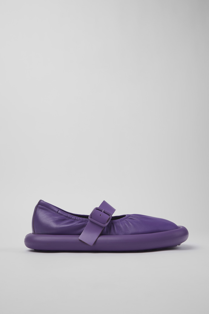 Image of Aqua Chaussures basses en cuir pleine fleur violet pour homme