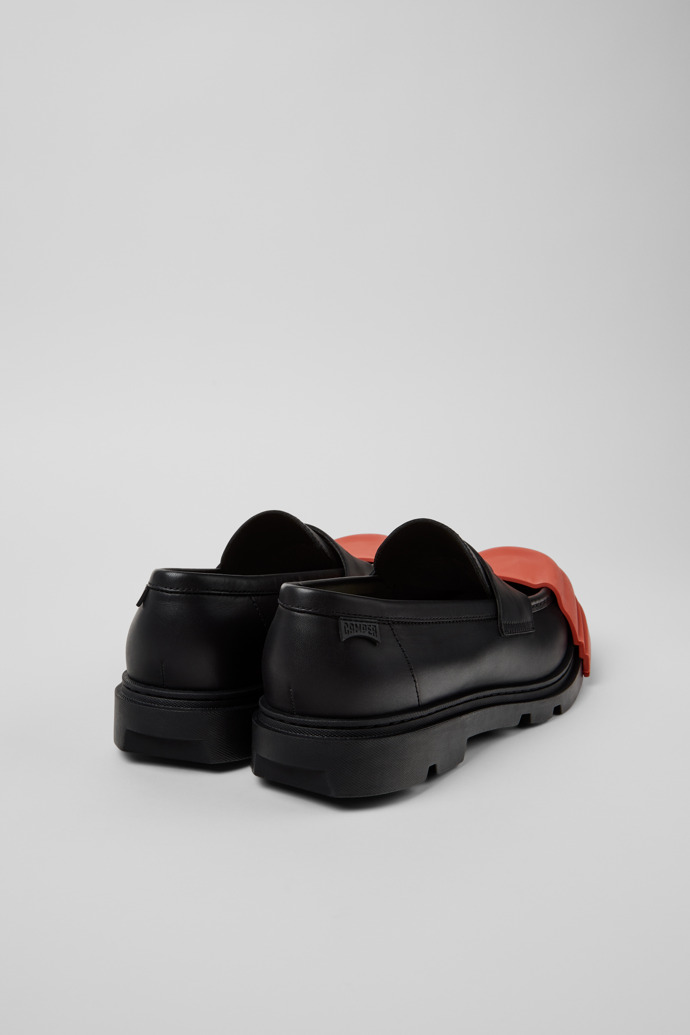 Back view of Junction Black Leather Mocasins for Men.