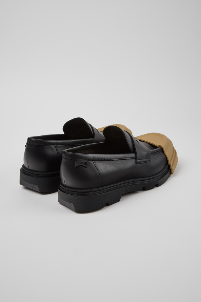 Back view of Junction Black Leather Moccasins and Nautical Shoes for Men.