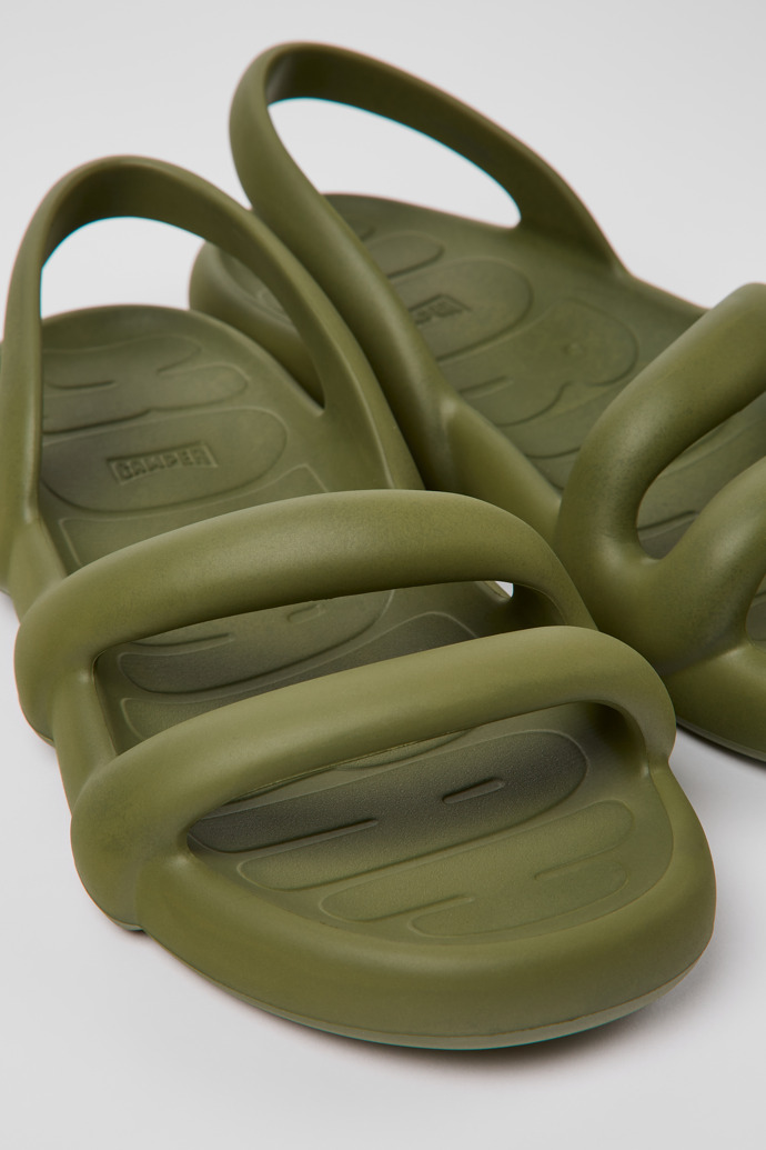 Close-up view of Kobarah Flat Green unisex Sandal