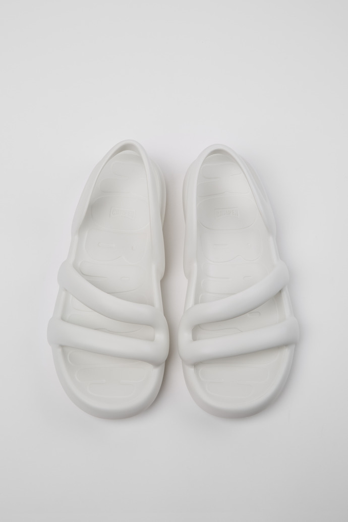 Overhead view of Kobarah Flat White Textile Sandals for Men.