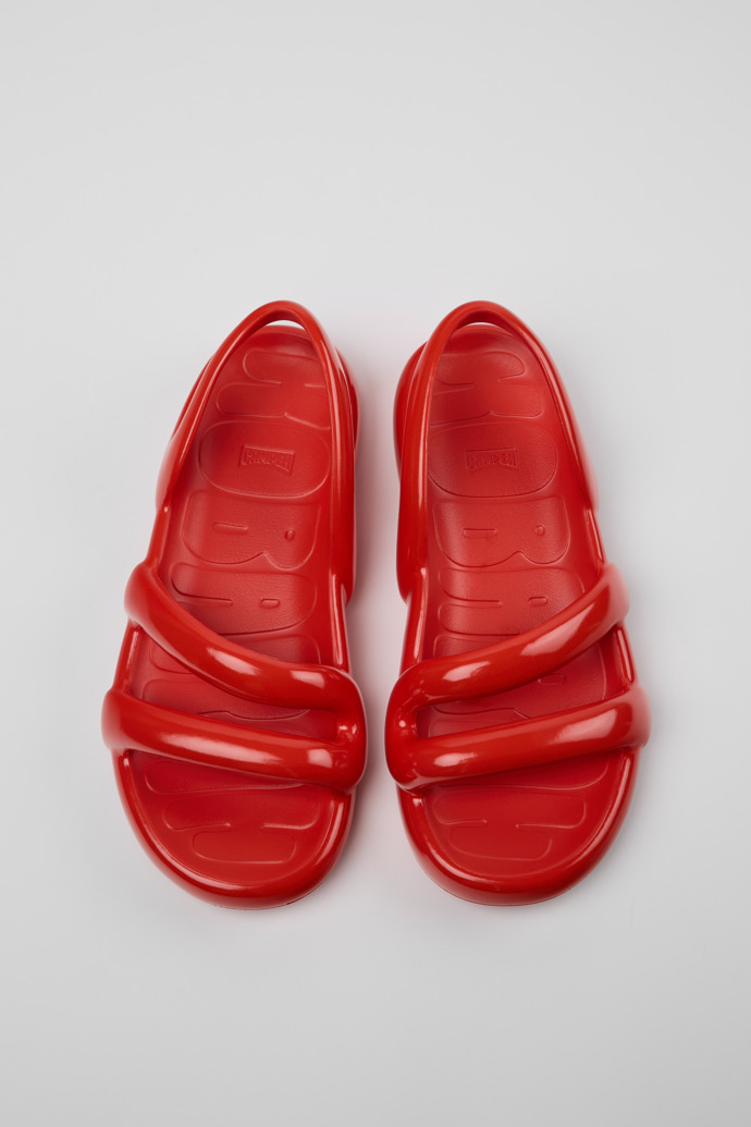 Overhead view of Kobarah Flat Red Sandal for Men.